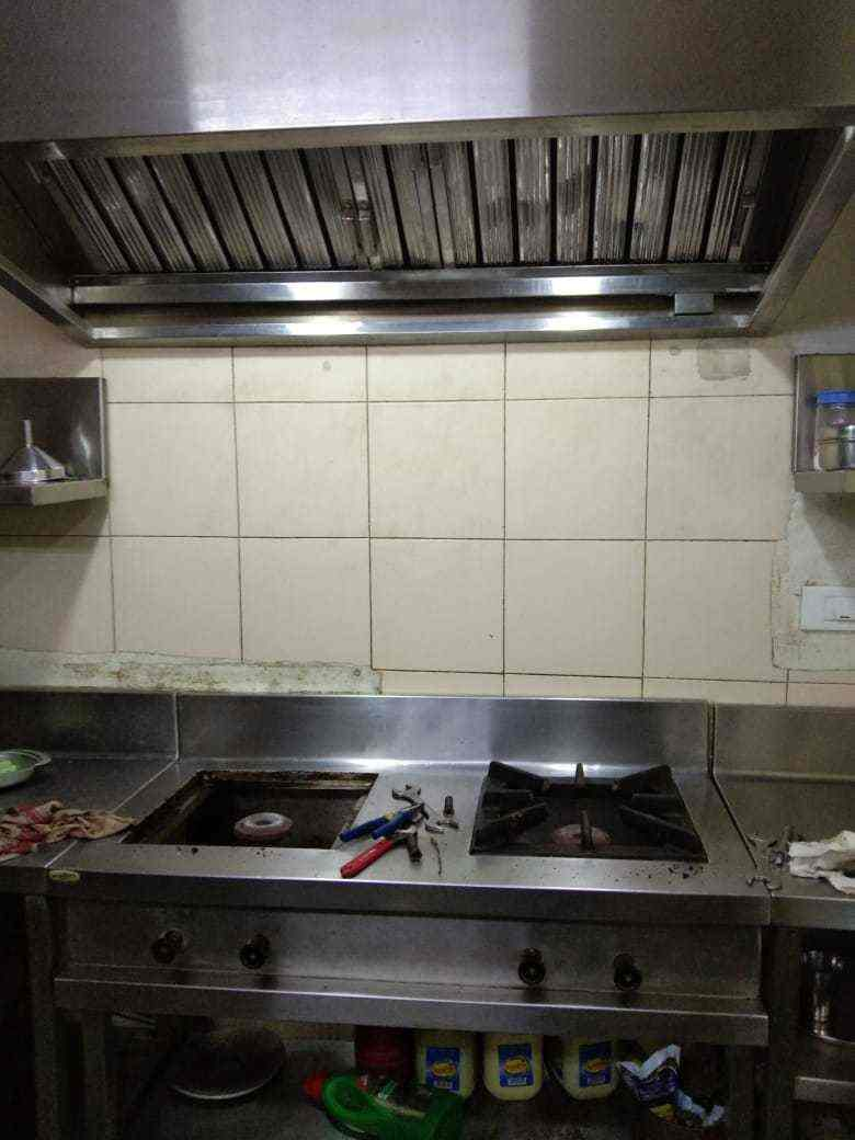 Commercial gas stove installed in commercial kitchen